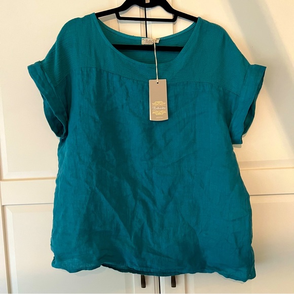 bellambra Tops Bellambra Italian Linen Cap Sleeve Top Nwt Size